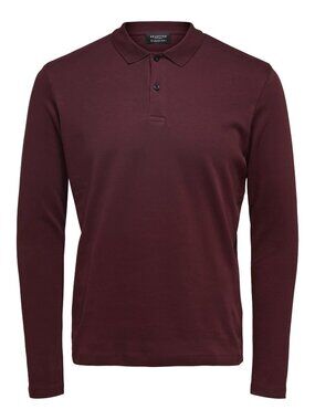 Selected Homme Burgundy Knit Longsleeve Polo/5816